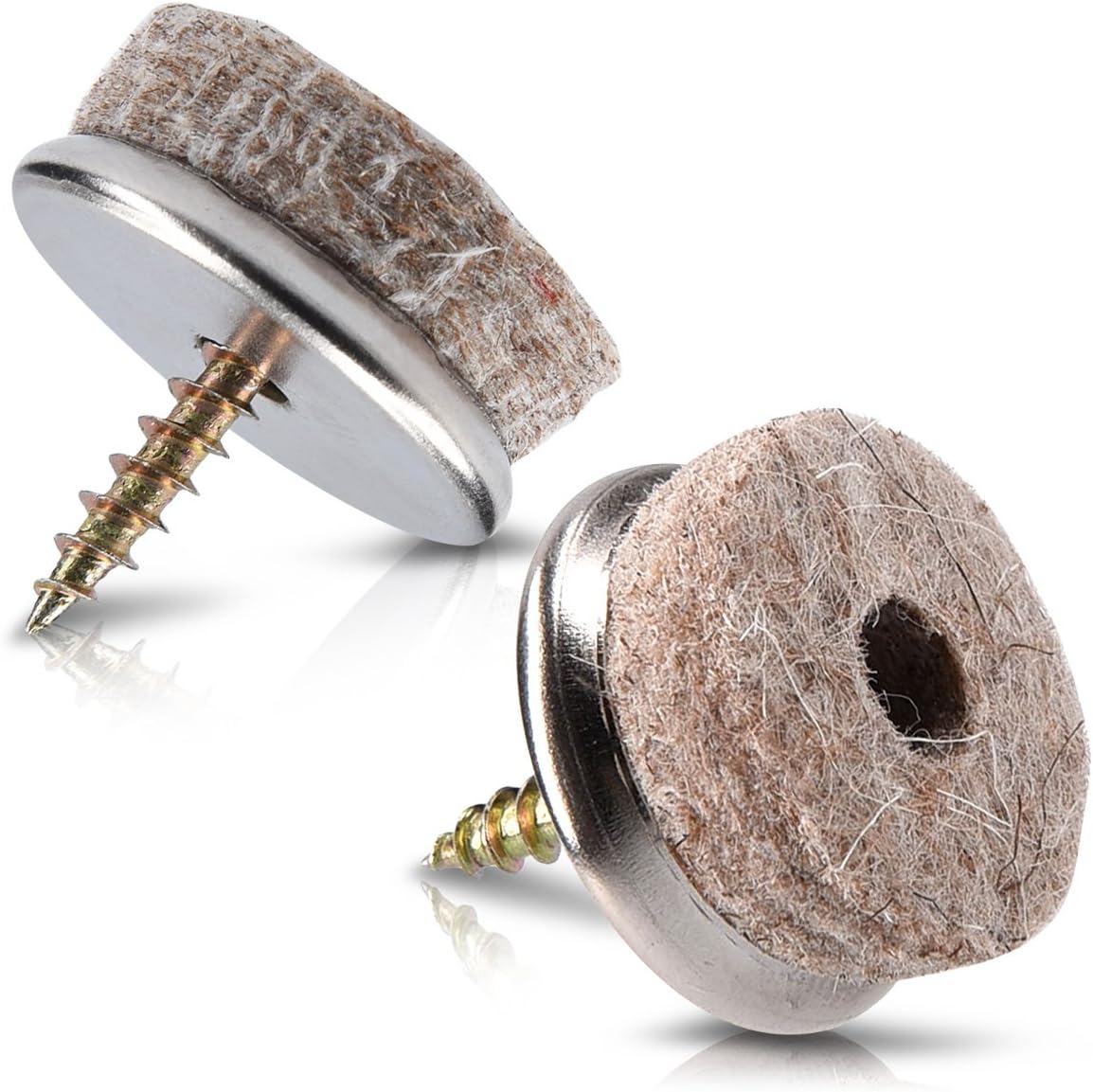 Navaris Felt Pads for Furniture (20 Pieces) - 1" Round Screw-in Pad Sliders for Chair Legs and Feet - Floor Gliders to Protect Hardwood Floors