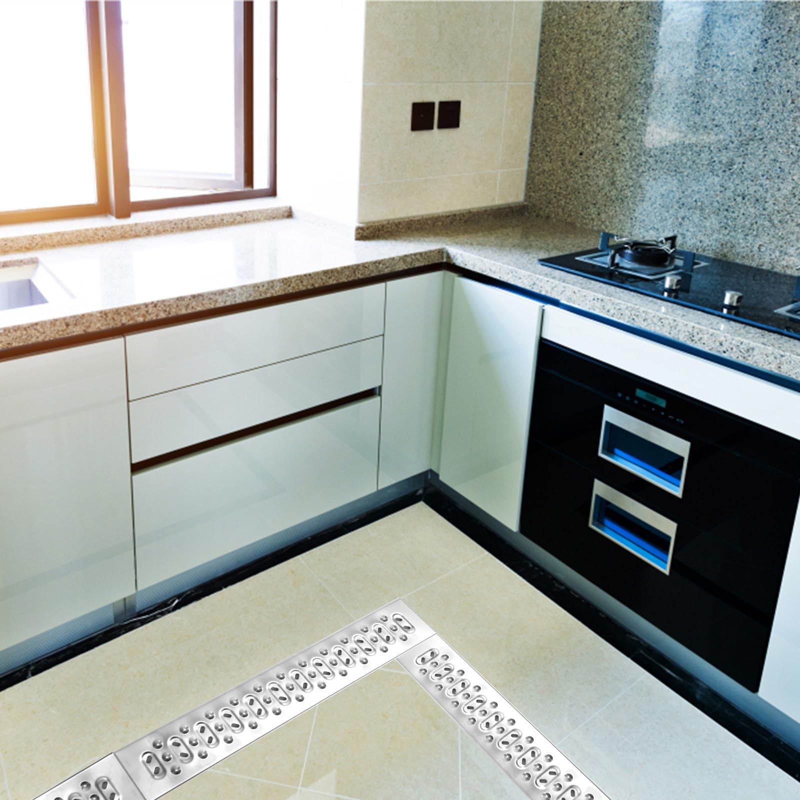 Sosoport Rejilla de Drenaje de Alcantarillado, Desagüe de Piso de Acero Inoxidable, Plata, Bloquea Hojas y Residuos, Reduce el Riesgo de Resbalones, Fácil de Instalar, para Alcantarillado