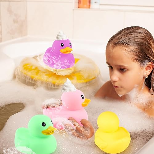 Miniatura 6 de Deekin 6 patos de goma multicolor de 5 pulgadas, surtido de patos de goma a granel para niños, baby shower, piscina, aula, verano, playa, actividades