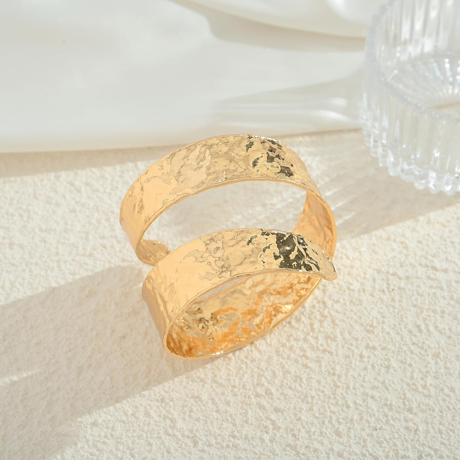 Gold Chunky Arm Cuff Bangle Bracelet For Women Bold Statement Hammered Cuff Bracelet Adjustable Gold Arm Upper Cuff Bracelets Trendy Jewelry - Image 4