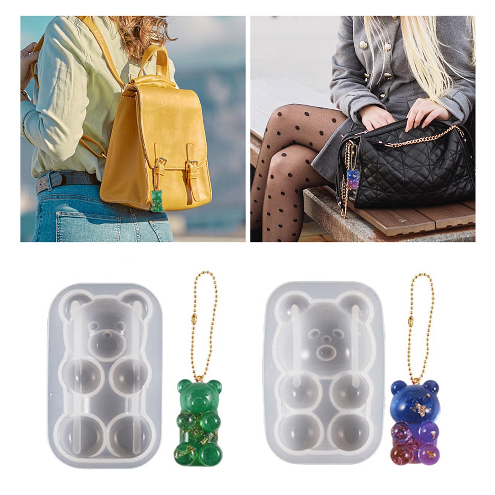 2 Stampo In Silicone Per Portachiavi A Forma Di Zampa Di Orso Polare - Stampi Per Resina, Gesso, Cioccolato, Fondente, Caramelle - Dimensioni Immagine, Foro Già Incluso