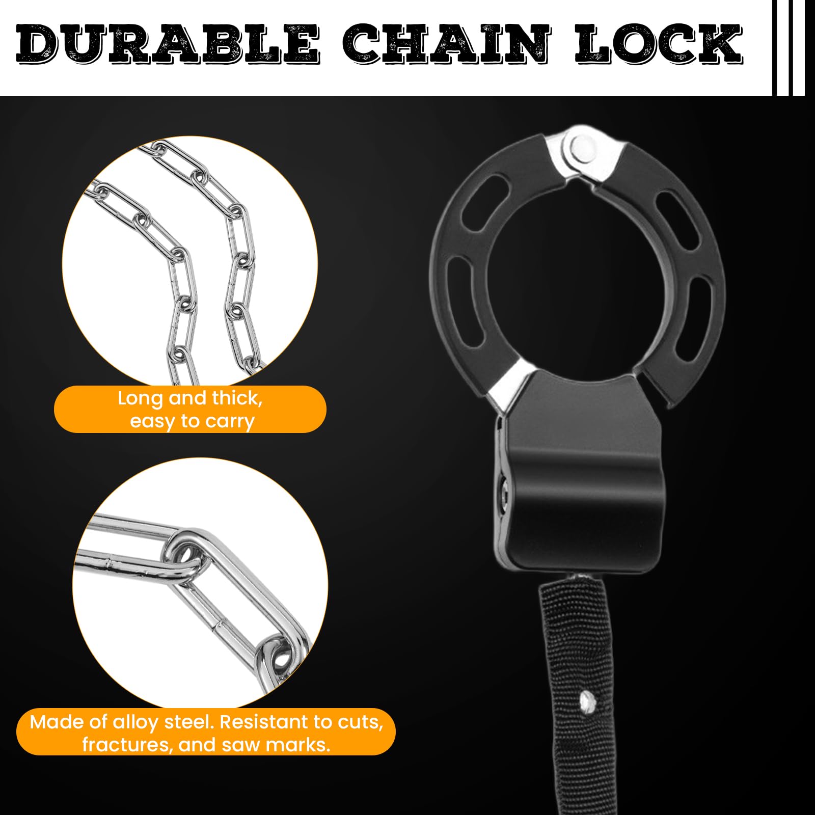 Candado Patinete Electrico, Candado Bicicleta Antirrobo, Cadena Moto, para Scooters, Bicicletas Eléctricas, Cochecito, Bicicleta Antirrobo de Doble Anillo con Llave