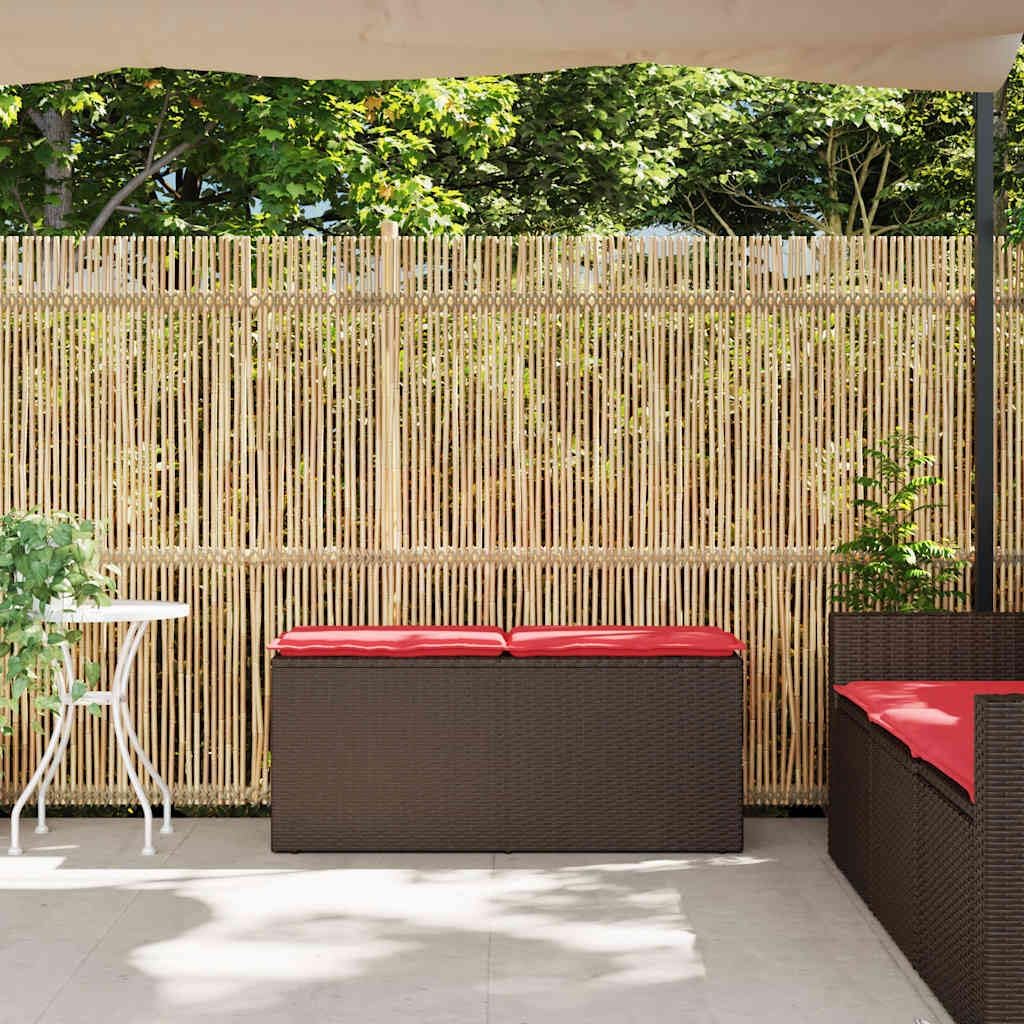 Patio Bench with Cushion Brown 43.3"x15.7"x17.3" Poly Rattan,Durable Poly Rattan Outdoor Bench with Comfortable Cushion, WeatherProof & UVResistant Design for Garden or Patio Patio Furniture