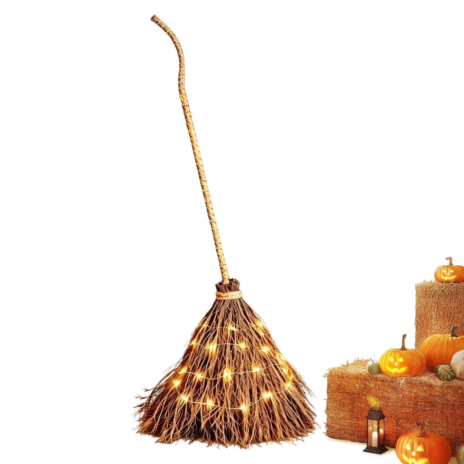 Halloween Escoba Funciona con pilas LED Interior Exterior | Escoba de bruja Decoración de Halloween para Fiesta de Halloween, Festival, Patio, Árboles, Salón, Balcón, Entrada y