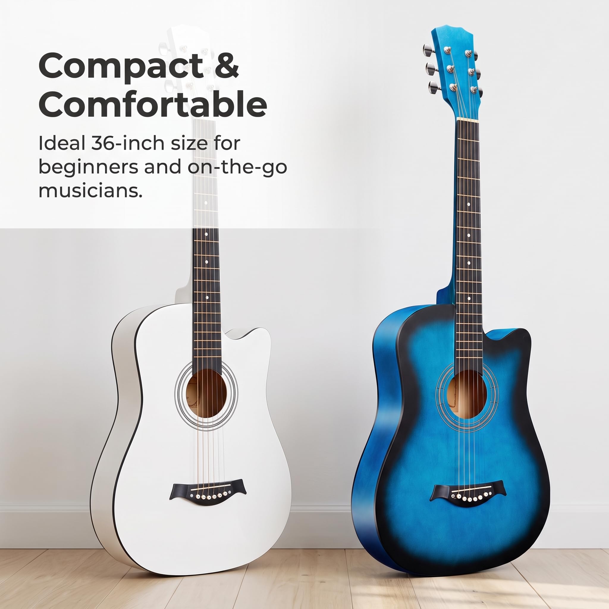 Acustica con Custodia, Kit Acustica 18 Barrel per Principianti e Musicisti, Chitarra acustica 38 pollici, colore blu sfumato, con accessori
