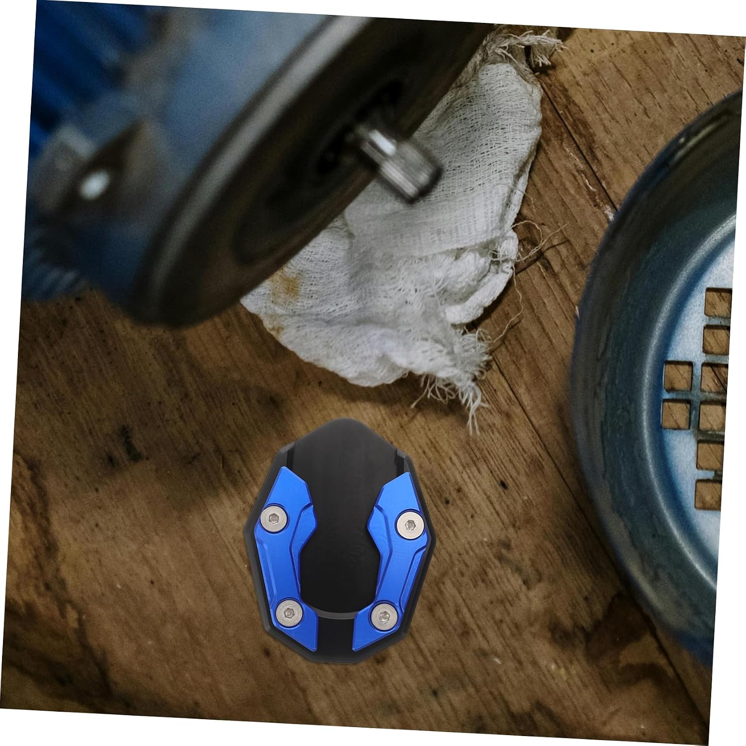 2pcs Aluminum Alloy Motorcycle Side Stand Support Plates Blue