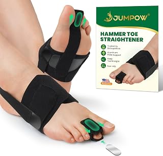 JUMPOW Hammer Toe Straightener Corrector for Men & Women – 1 Pack Adjustable Non-Slip Toe Splint Relief for Hammer, Curled, Crooked, Broken Support