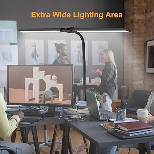 Miniatura 7 de Lámparas LED de escritorio para oficina en casa, barra de luz para monitor de cuidado de los ojos con doble cabezal, 24 W, 50 modos de atenuación,