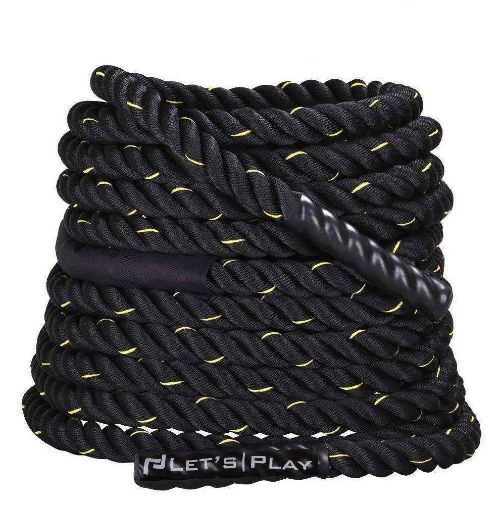 LET'S PLAY LP-2540 Imported Pure Nylon Battle Rope for Indoor & Outdoor, Professional Polyester Rope with Strong Grip 30FT, 40FT, 50FT & 60FT (Black Colour)-picture-13