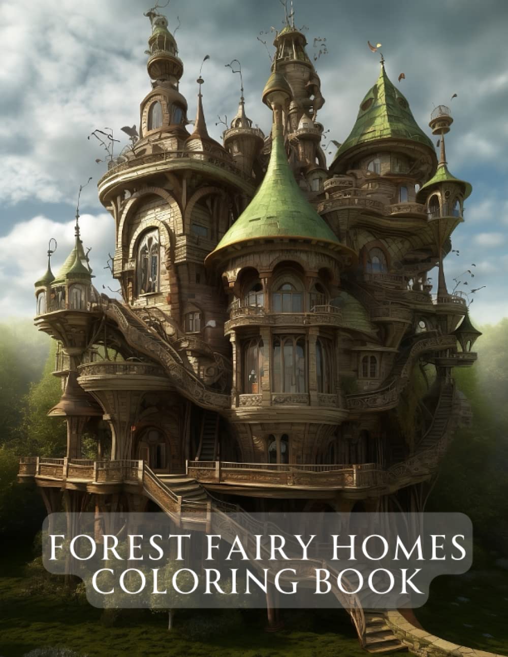 Forest Fairy Homes Coloring Book: A coloring book featuring the charming and intricate homes of forest fairies, including treehouses, mushroom cottages, and leafy abodes