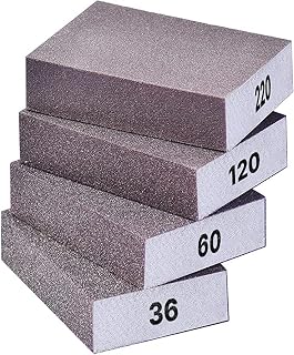 A&M HOUSEWARE Sanding Block - Washable and Reusable Soft Sanding Sponge for Car - Flexible Sandpaper Block (36/60/120/220) Fine Sand Block for Wood and Wall (Set of 4)