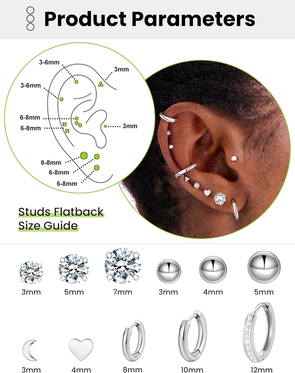 11 Pairs Surgical Steel Earrings Sets for Multiple Piercing Lightweight Small Huggie Hoop Earrings CZ Stud Earrings for Women Cartilage Trendy Hypoallergenic free combination（gold/silver/roes) - Image 4