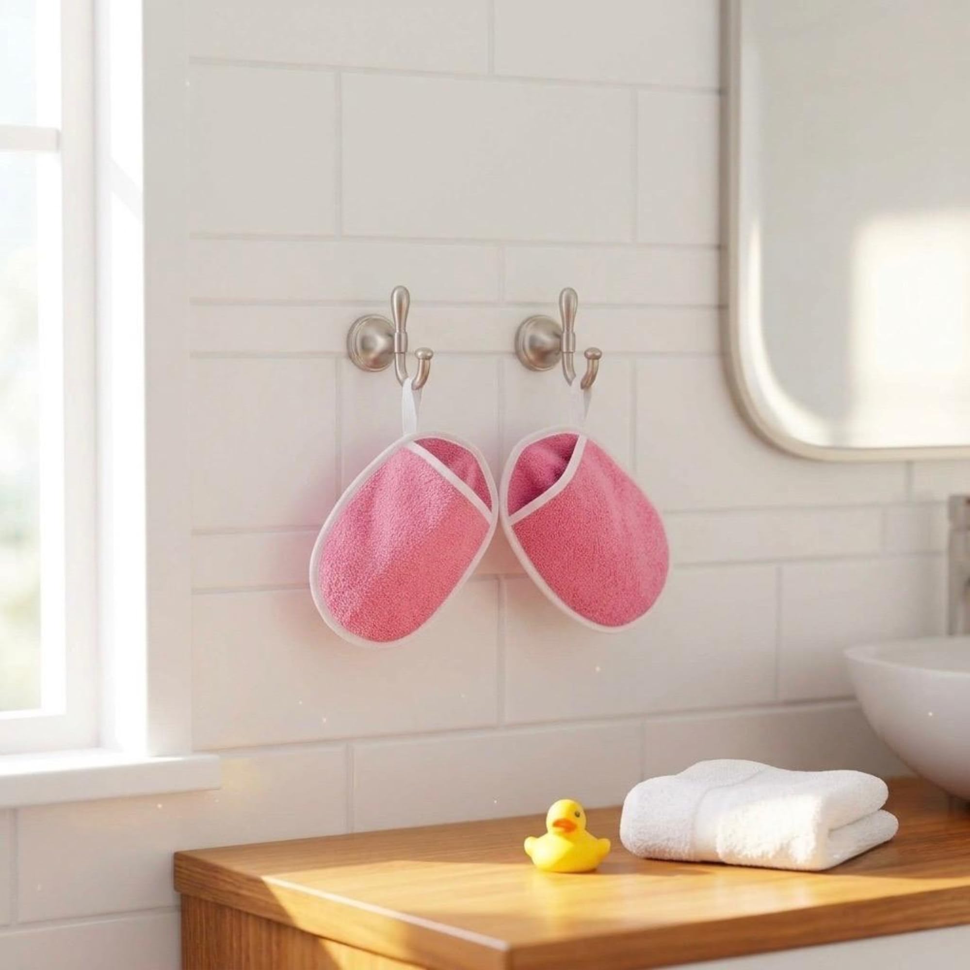 U & U UNIQUE UTILITIES Microfiber Baby Bath Sponge Loofah | Shower Sponge for Newborns & Toddlers | Soft, Gentle & Quick-Dry Bathing Loofah (Pink) - Pack of 2 4