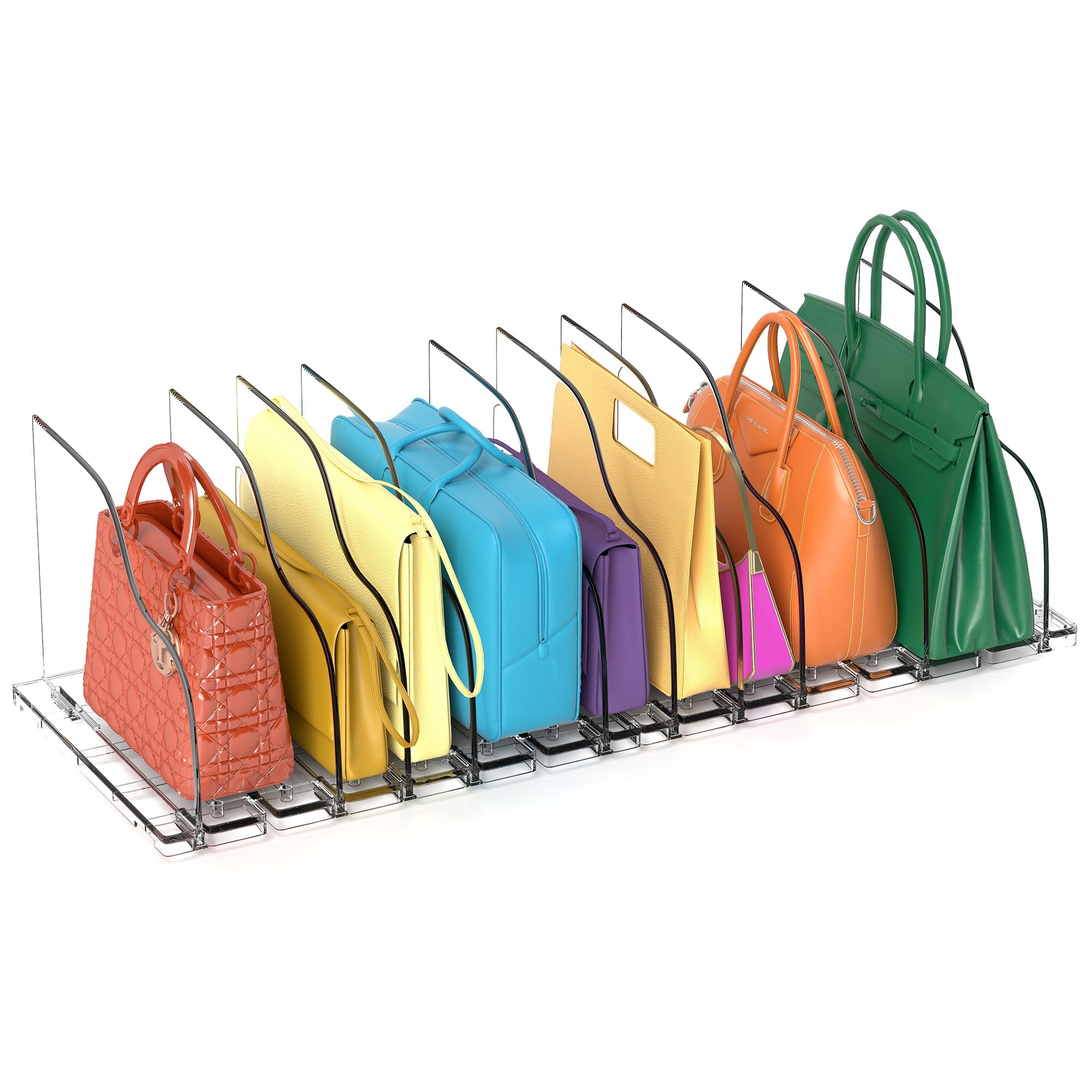 Purse Organizer for Closet, Adjustable Shelf Divider for Closet Organization Handbag Storage Organizer, Acrylic Purse Storage Organizer for Closet, Clear Bookshelf Separator Organizers for Bedroom