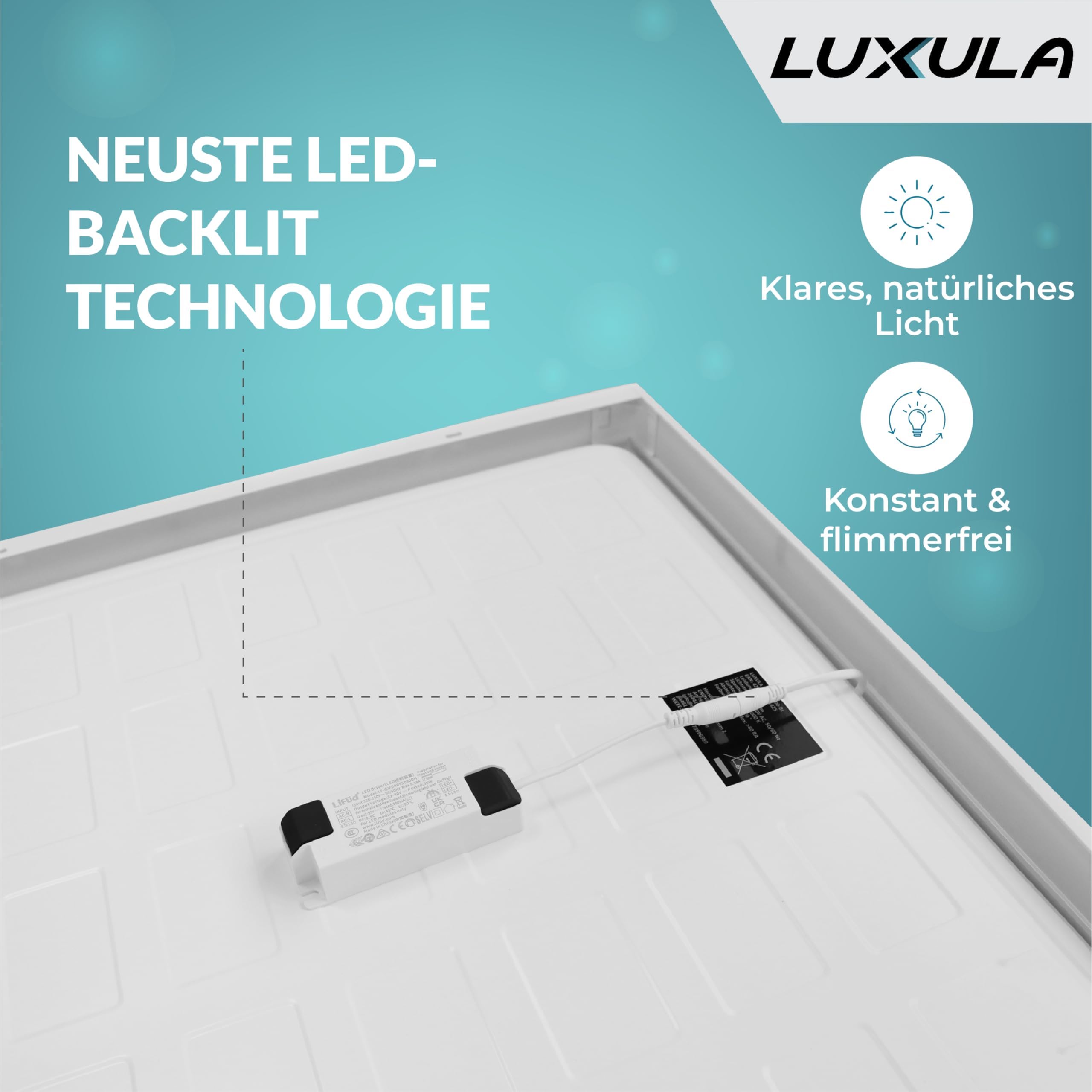 LUXULA LED Deckenleuchte lang 120cm - 36W, 4000K Neutralweiß, 3600lm – LED Panel 120x30cm inkl. 230V Netzteil – Flache LED Deckenlampe für Wohnzimmer, Schlafzimmer, Küche, Büro - 120x30x6,4cm