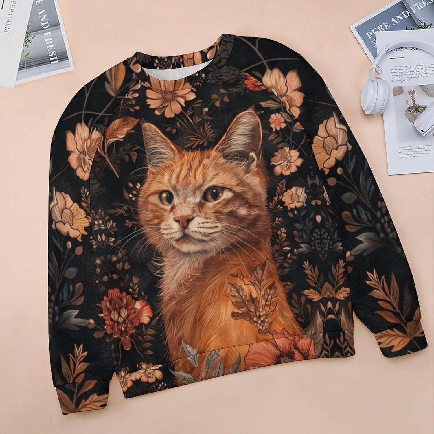 Cat Sweatshirts for Women Long Sleeve Crewneck Pullover Cotton Casual Plus Size Causal Fall Lounge Sweater - Image 4