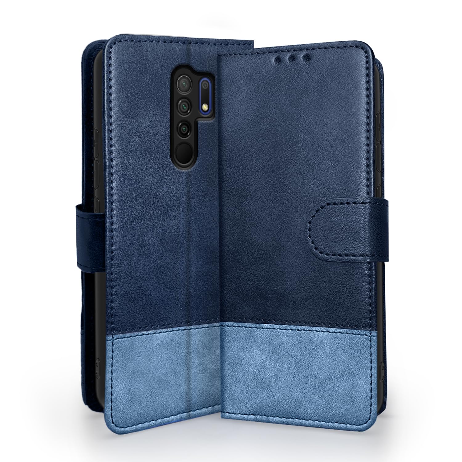 Pikkme Redmi 9 Prime/Poco M2 Flip Cover | Dual-Tone PU Leather Finish | Wallet Style & Stand | Magnetic Flip Case for Redmi 9 Prime/Poco M2 (Navy & Light Blue) (B0CQXRQPZB) Amazon Price History, Amazon Price Tracker
