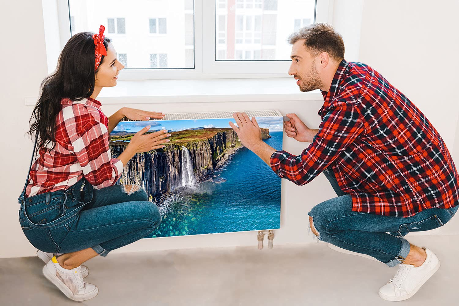 TMK Magnetische radiatorafdekking, radiatorbekleding 120x60 cm, tijger