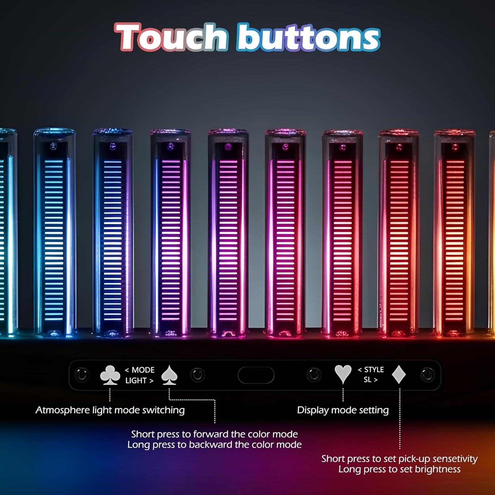 Wyświetlacz spektrum muzyki LED, światło analizatora widma muzycznego RGB, 12 lamp Nixie, z odbiornikiem mikrofonu, 7 zaprogramowanych trybów, wysoka czułość dźwięku, rytm muzyki, do pokoju