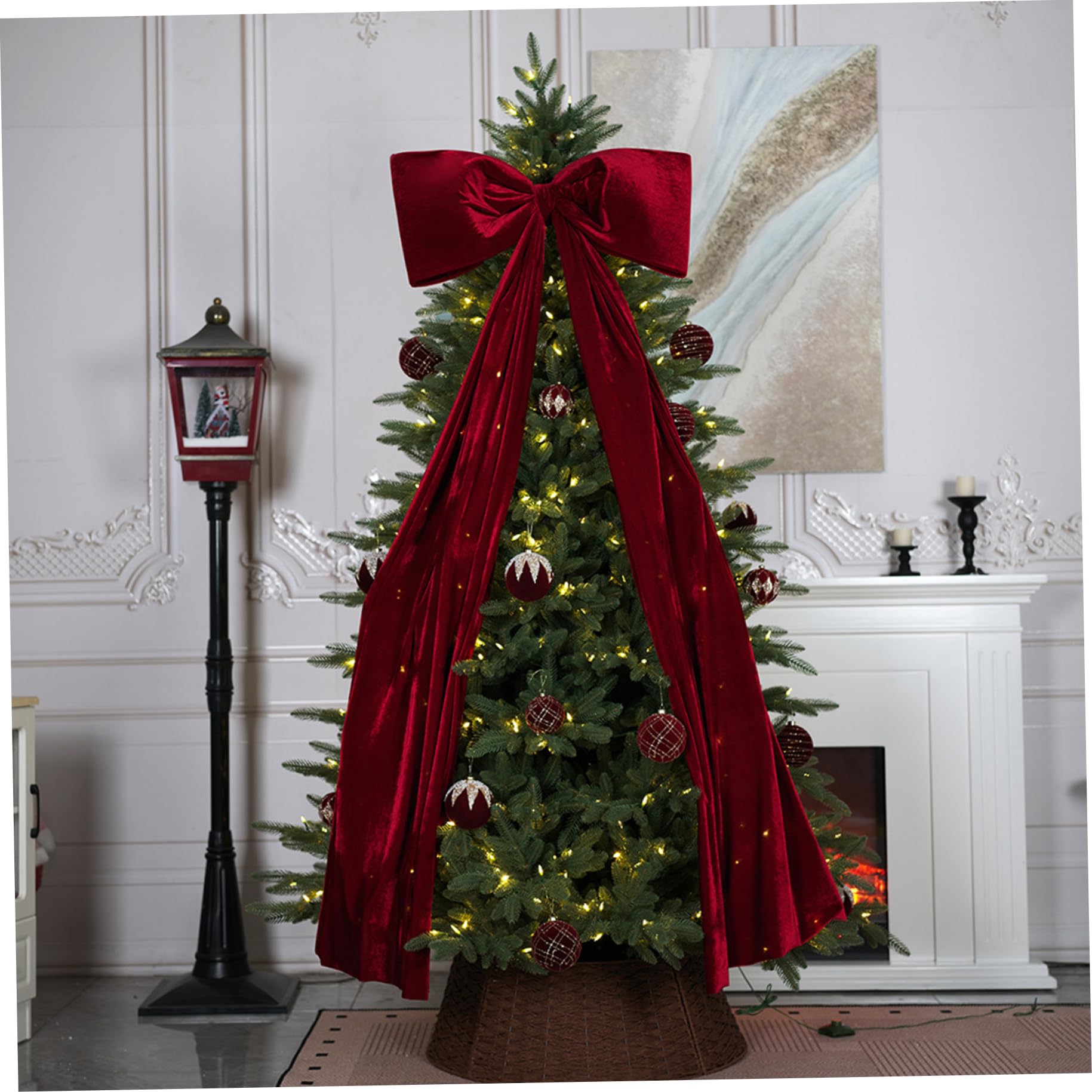 Weihnachtsbaumspitze-Schleife, 71 x 28, extra große rote Samtschleifen für Zuhause, Weihnachtsbaumspitze, Wand, Zimmer, Party, Urlaub, Dekoration, Zubehör