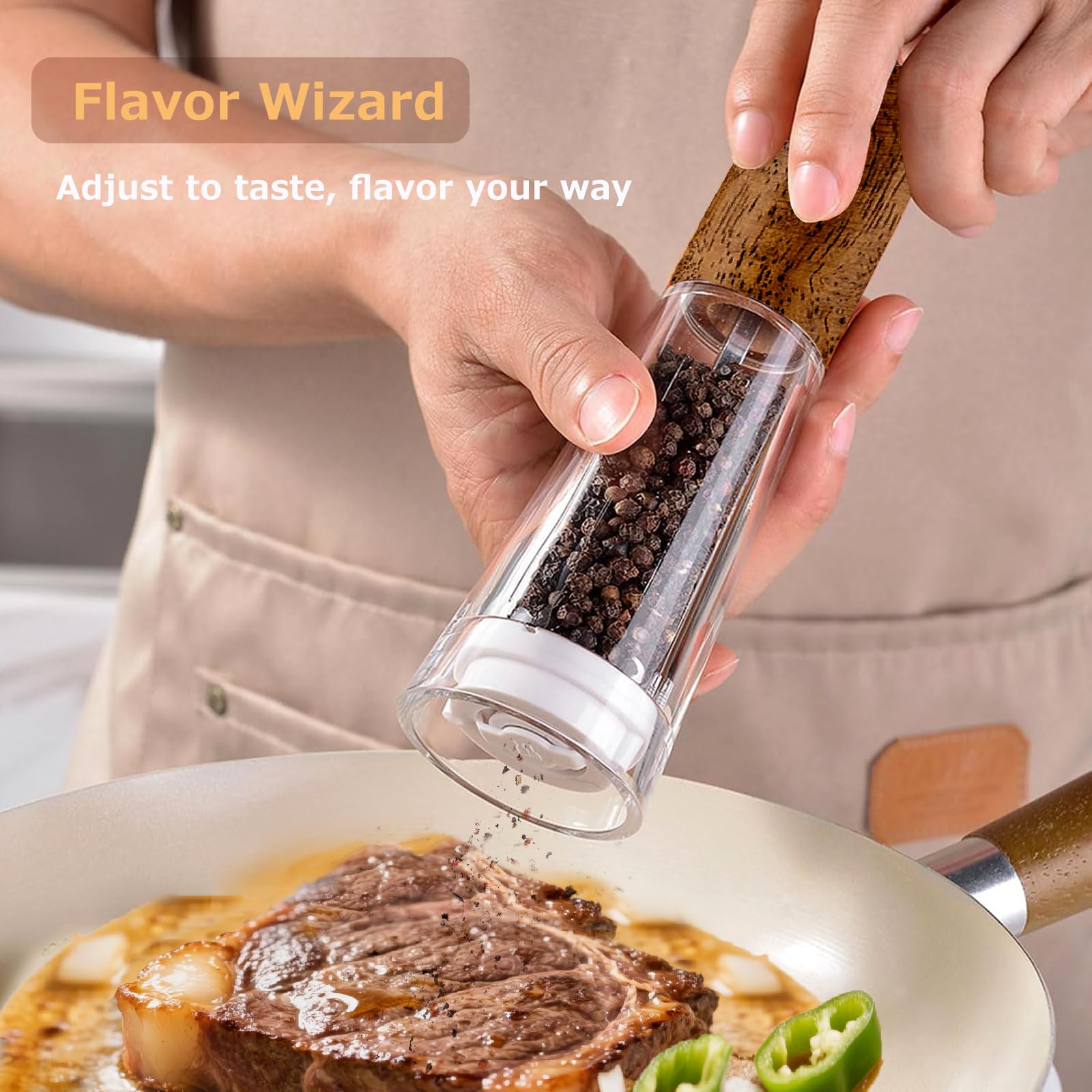 Acrylic Salt & Pepper Grinders - Adjustable Coarseness -4