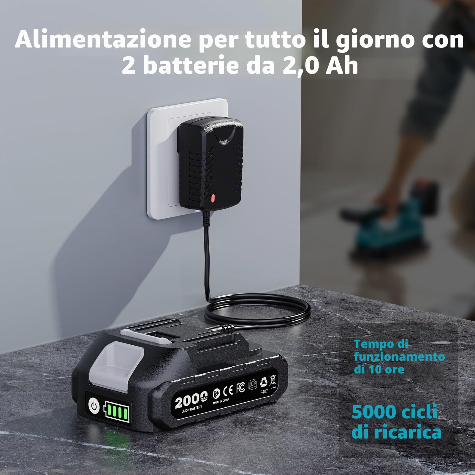 SEESII Vibratore per Piastrelle 285 mm, 2-in-1 Ventosa Vibrante per Piastrelle & Strumento di Vibrazione, 12 Velocità, Batteria 10 Ore, Livella – Vibratore Piastrelle per Formati Grandi (K919B)