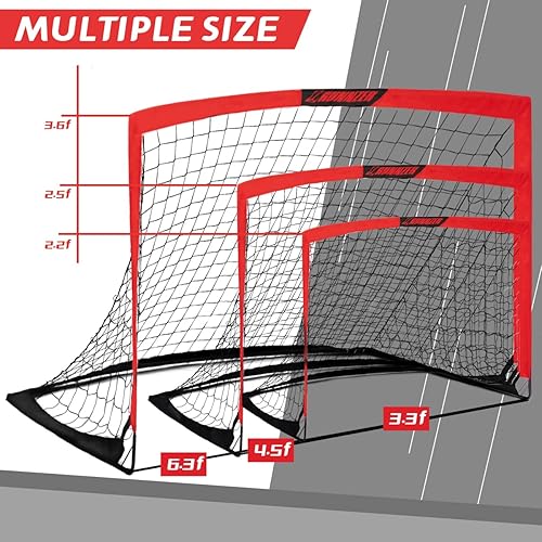 Miniatura 9 de Portería de fútbol para niños, red de fútbol desplegable para patio trasero, juego de 2 con funda de transporte portátil