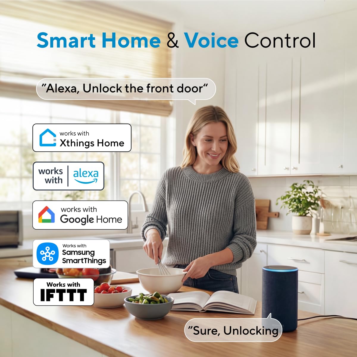 ULTRALOQ Serrure Intelligente WiFi U-Bolt, Verrouillage Sans Clé, Compatible Alexa, Google Assistant, Smartthings, IFTTT, Noir