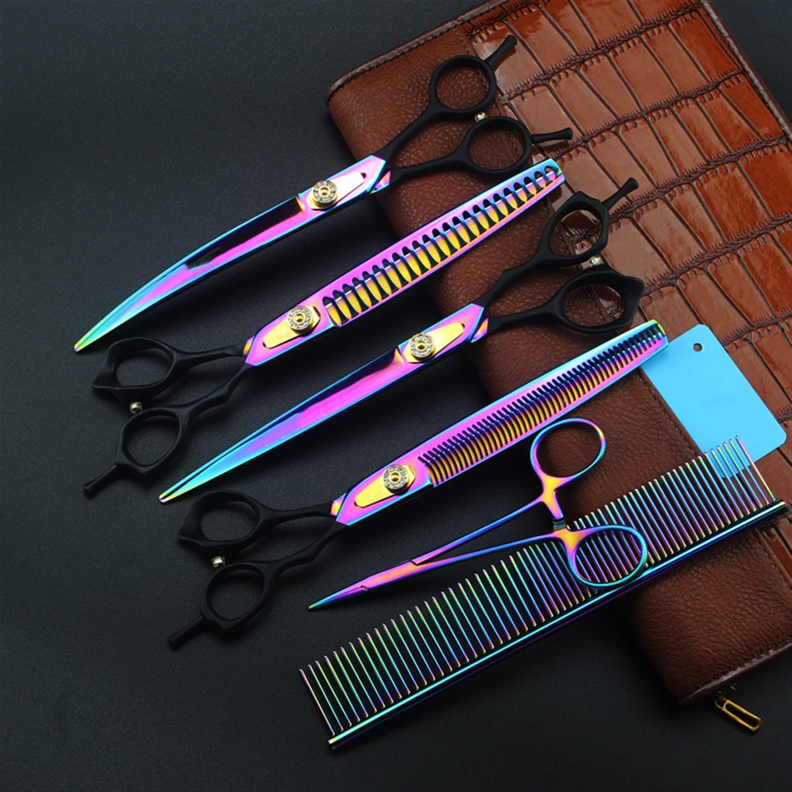 Profesional Tijeras Profesionales para Mascotas 8.0in Color 4 Packs Pears Peach Scissors Scissors Strely Tijeras, dedicadas a los esteticistas Profesionales de los Dientes de Pescado