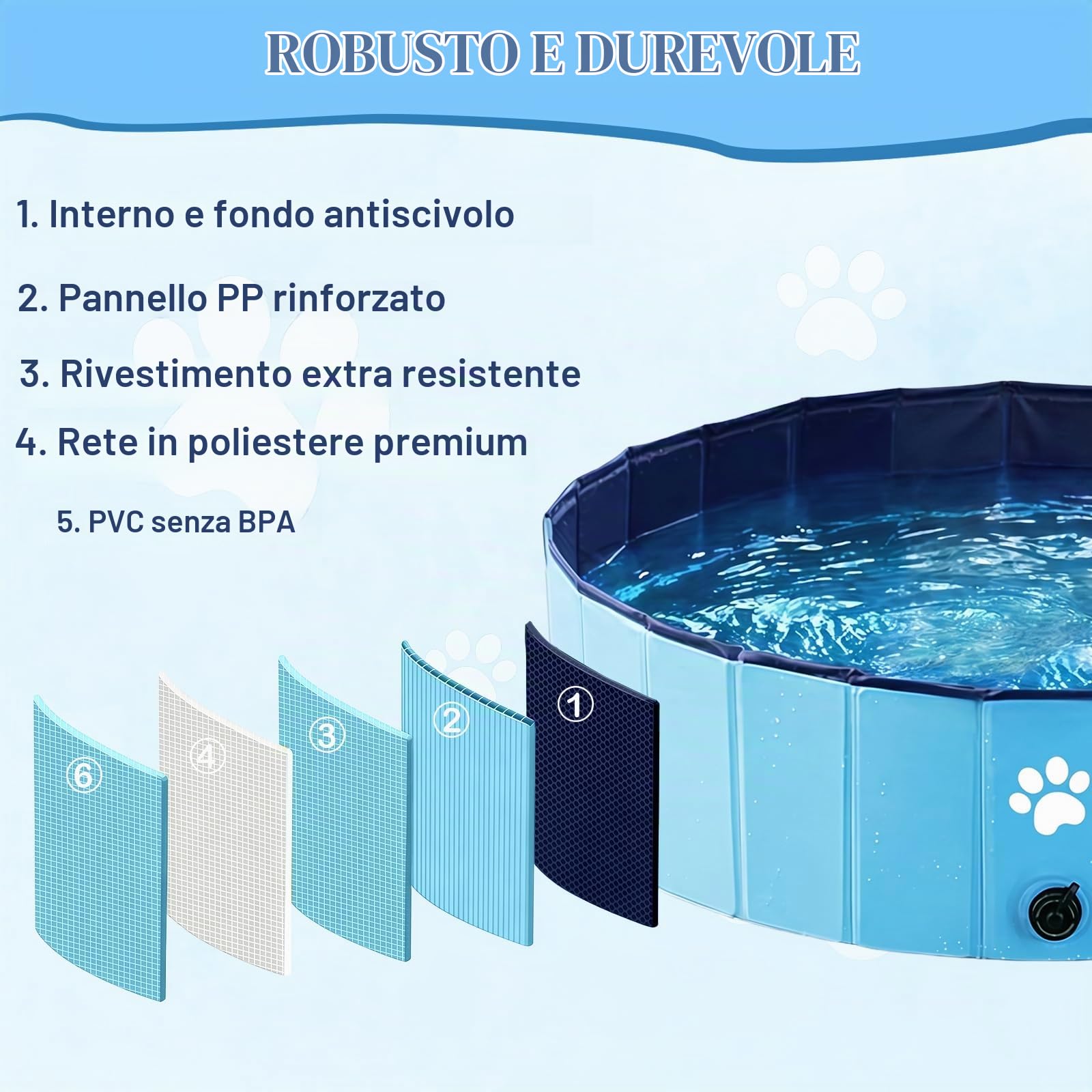 Piscina per Cani Pieghevole, Portatile Vasca da Bagno per Animali, Piscinetta per Animali Domestici per Cani Grandi e Piccoli, per all'Aperto Interno Giardino, Blu, 100 x 30 cm