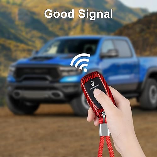 Miniatura 5 de T-carbon Funda para llavero para llave de Ram, protector de llavero de fibra de carbono real para accesorios Ram 1500 2500 3500, se adapta a Ram