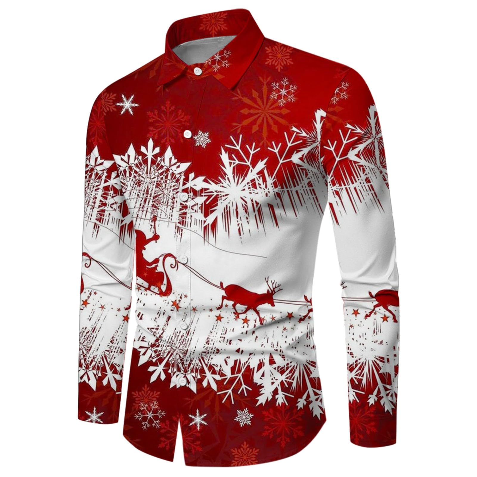 riou 2024 Camisa De Navidad para Hombres Estampadas 3D Fotos Personalizadas Funky Ajustada Camisas Manga Larga Camisa De Disfraces Camisas De Vestir Cómodo Y Transpirable Fiesta Disfraces