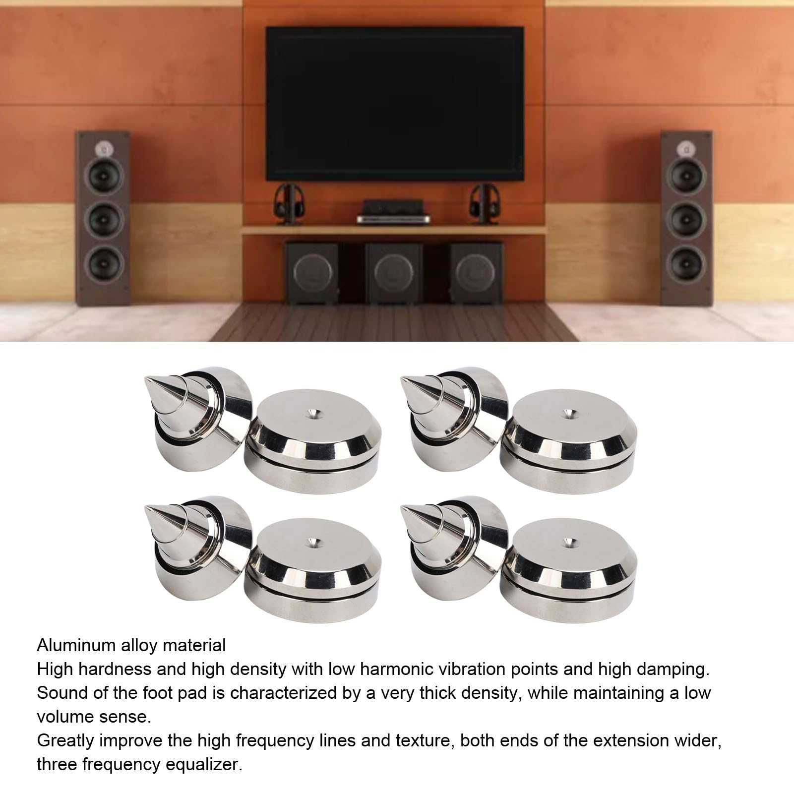 Paquete de 4 Protectores de Suelo con Puntas de Altavoz, Altura Ajustable M8, Almohadilla de Punta para Altavoz para Subwoofer, Reproductor de CD, DVD, Amplificador, Tocadiscos y