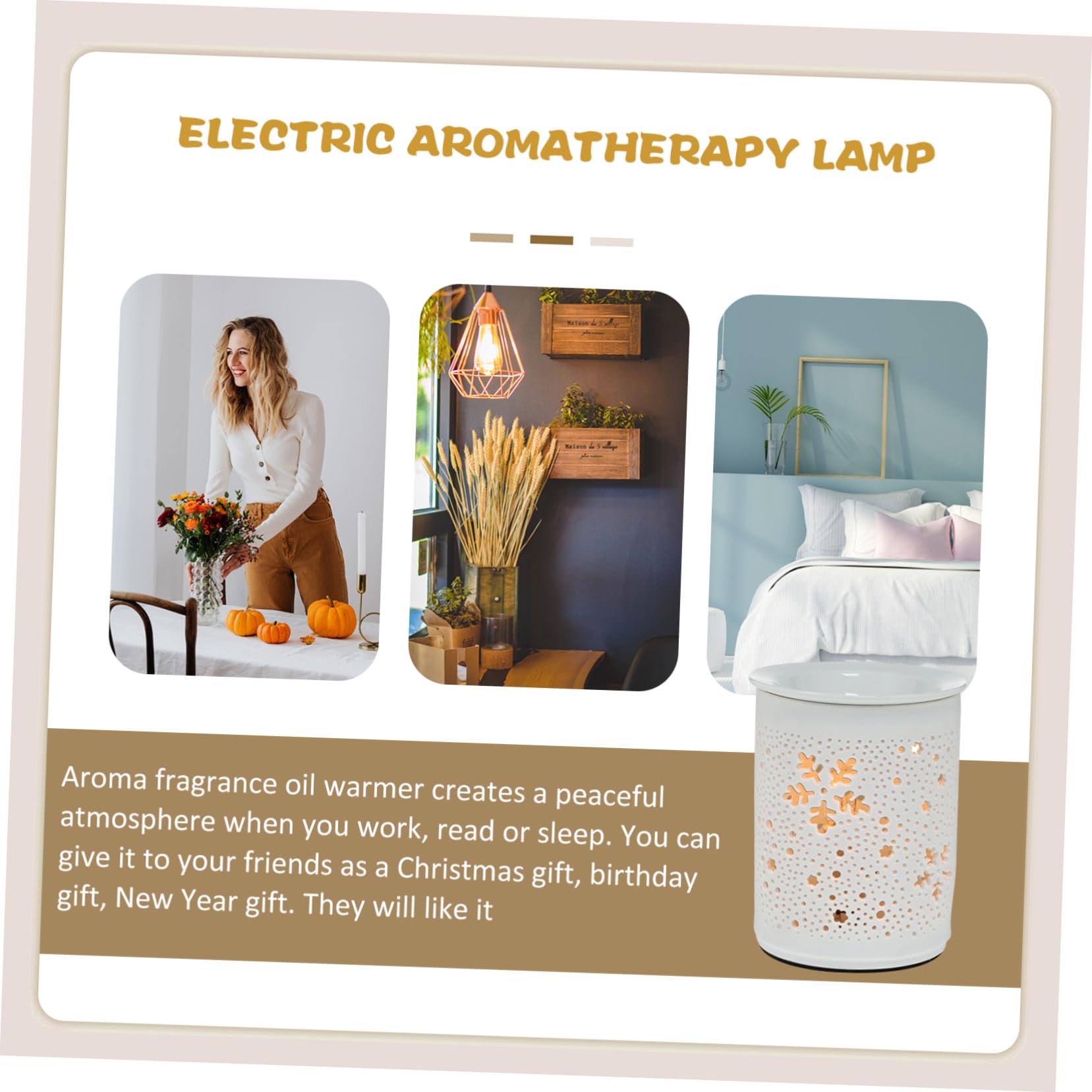 Lampe à Parfum Élégante Ronde Creuse en Céramique, 25 W Eu Plug Ambiance