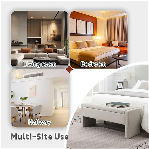 Miniatura 6 de Otomana de 47.25 pulgadas con almacenamiento, banco de almacenamiento para el extremo de la cama, banco de entrada, reposapiés multifuncional gris