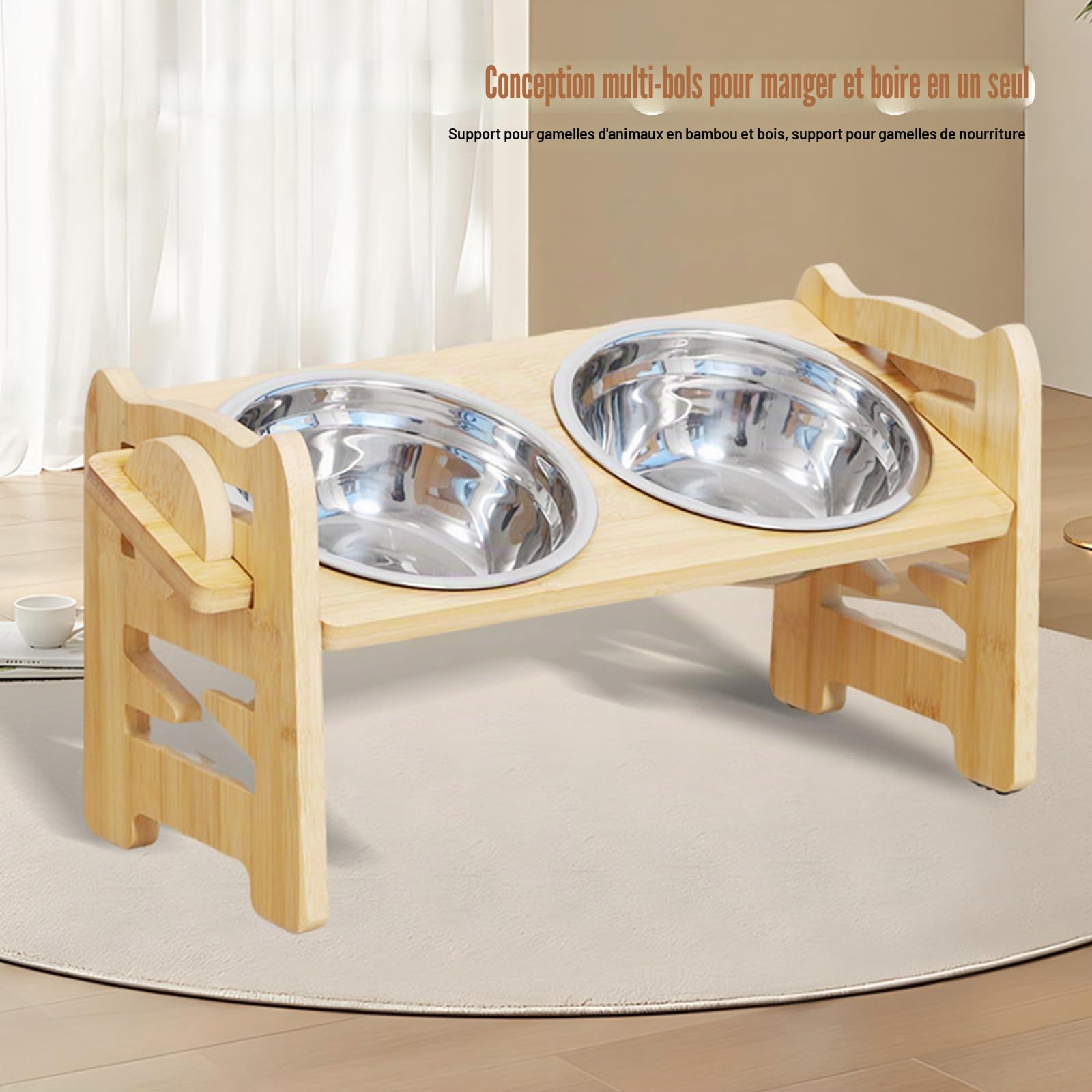 Gamelle pour chien surélevée avec support, hauteur réglable, hauteur réglable avec 2 bols en acier inoxydable, bol surélevé pour chiens et chats de petite taille