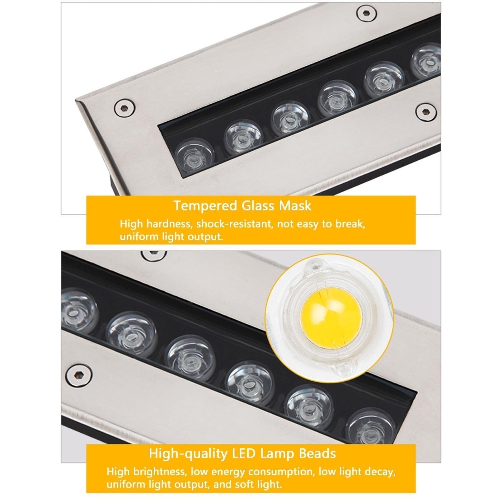 Luces LED Para Paisajismo - Lámpara Rectangular Empotrada Para Exteriores, Downlight LED Empotrado Para Exteriores (AC85-265V), Foco LED Impermeable IP65, Lámpara LED De Suelo