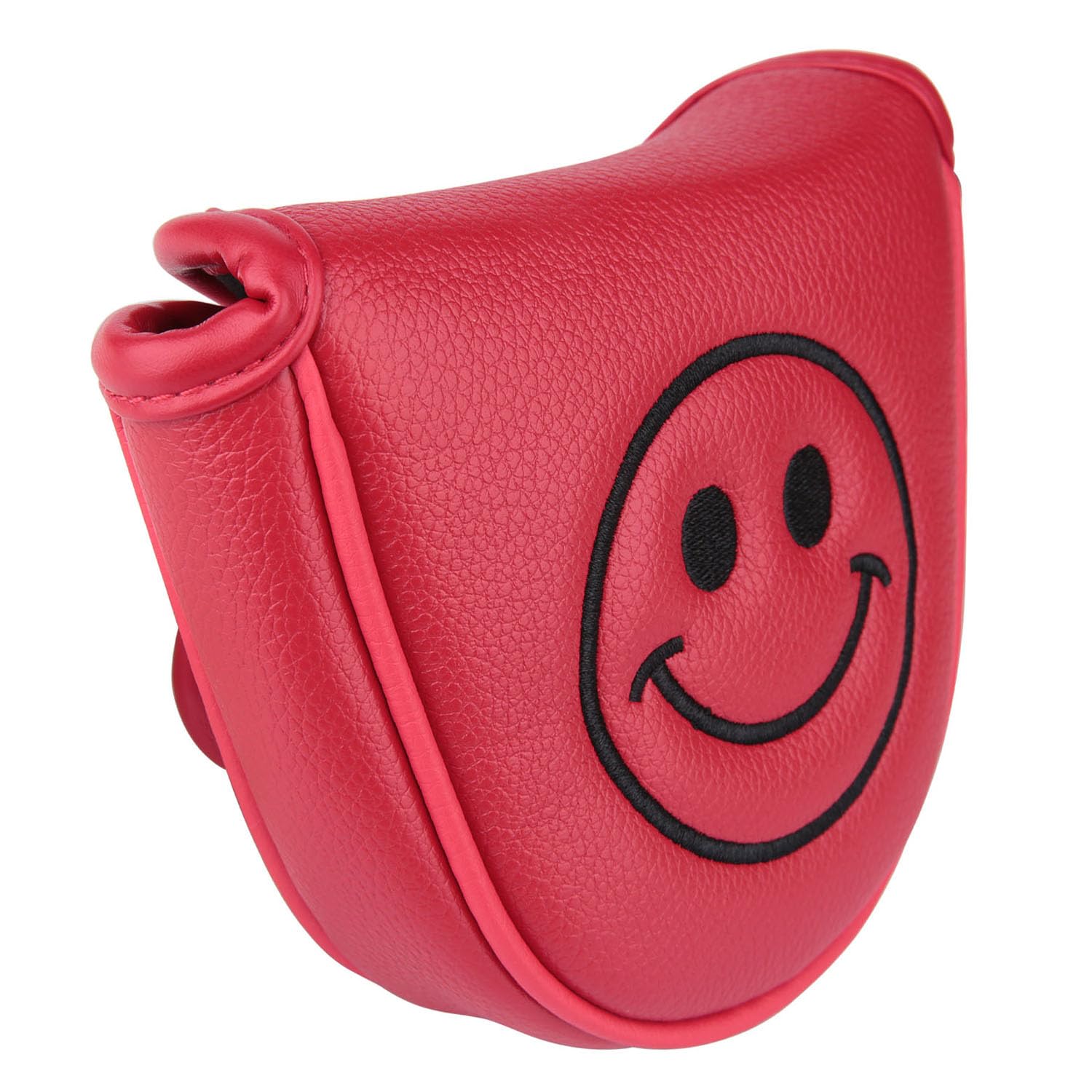 Golf Club Mallet Center Shaft Putter Head Cover Soft Leather with Embroidery Magnetic Closure (Red)