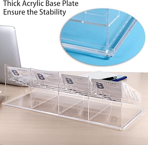 Miniatura 3 de BTSKY Tarjetero de acrílico transparente para escritorio, 4 niveles y 16 bolsillos, organizador de tarjetas de visita de acrílico de alta calidad,