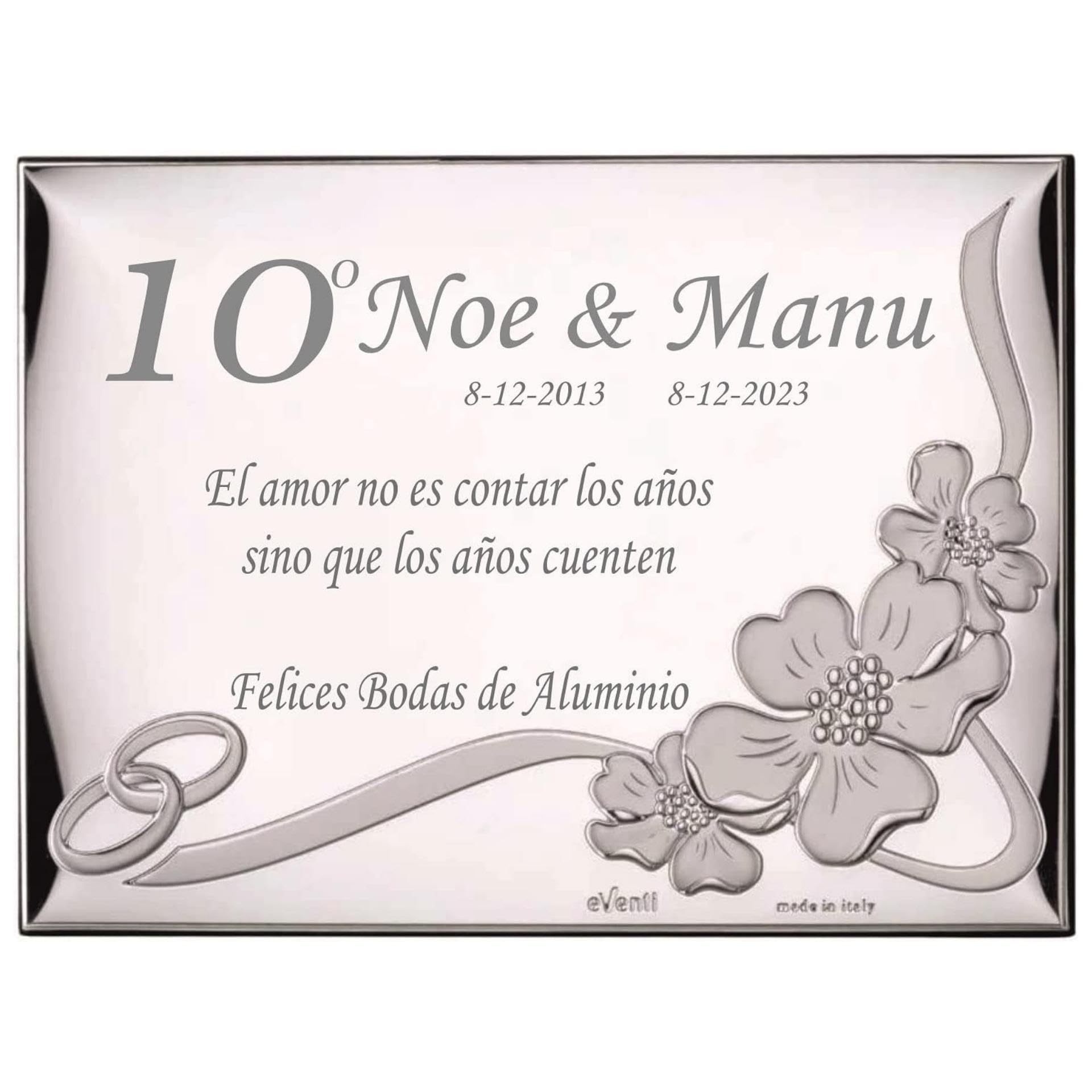 JOYERIA EL FARO | Bodas de Aluminio | Regalos de 10 Aniversario | Grabado Personalizado | Presentación en Estuche Premium | Celebra vuestros 10 años de Amor Juntos (13 x 18 cm)