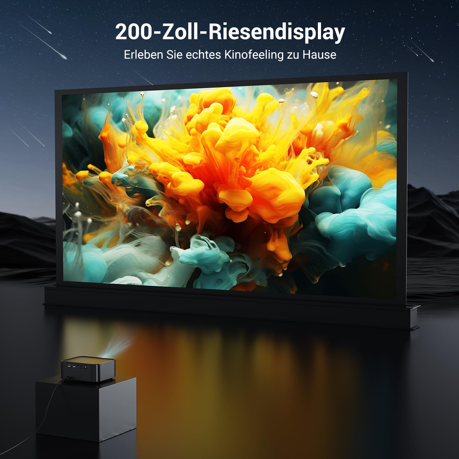HAPPRUN H11 Beamer 4K kompatibel mit Netflix-App, Autofokus, Dolby Audio, WiFi 6, Bluetooth - Outdoor Projektor