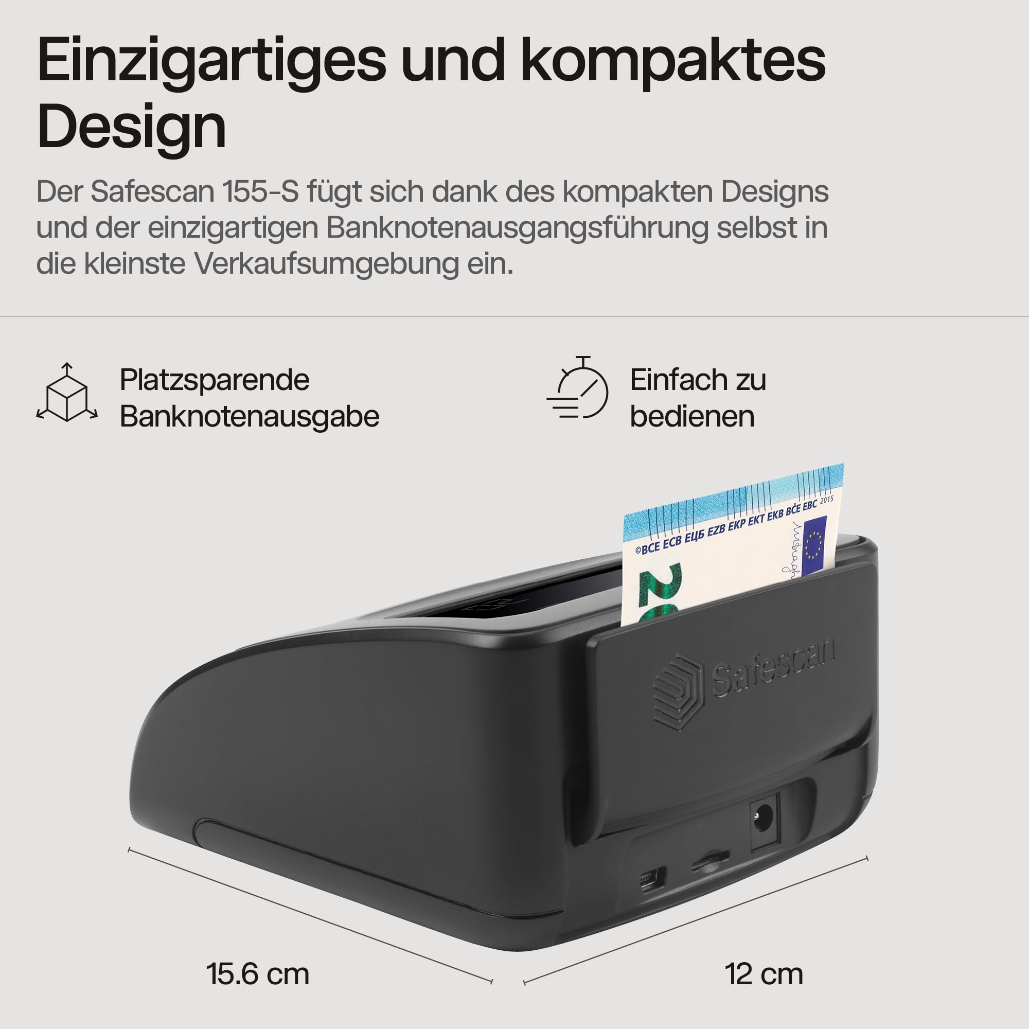 Safescan 155-S automatischer Geldscheinprüfer zur schnellen Überprüfung von Geldscheinen - Falschgeldprüfgerät mit 7-facher Echtheitsprüfung - 100% genauer Geldscheinprüfer