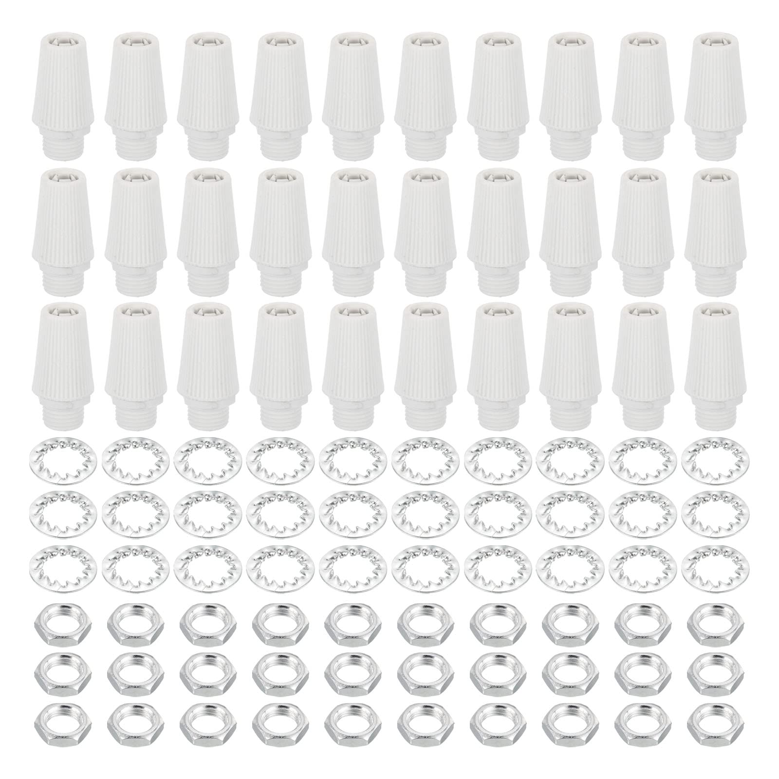 PATIKIL Lighting Cord Grips Connector, Carbon Steel Light Cable Glands, 30Pcs for Wiring Hanging Light Ceiling Pendant Lamp, White