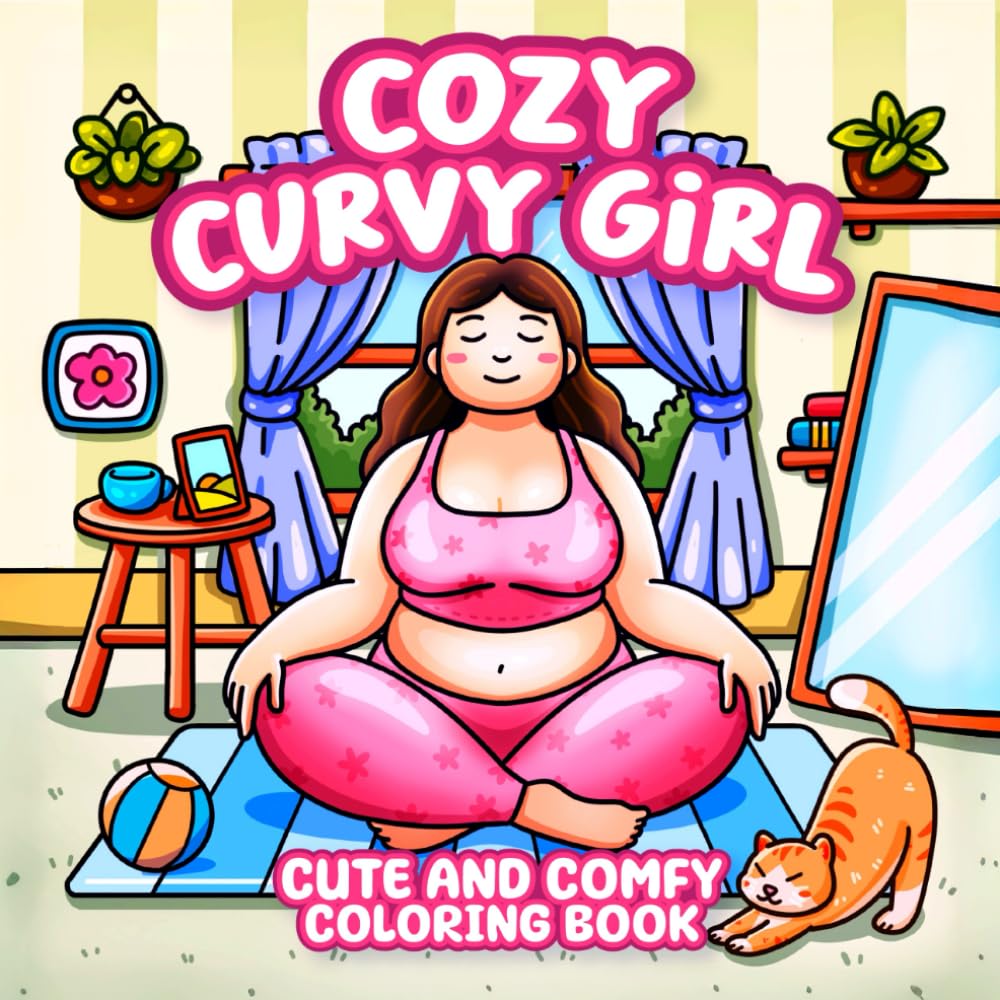 Cozy Curvy Girl Cute And Comfy Coloring Book: Body Positive Plus Size Thick Women Empowerment Coloring Pages For Kids And Adults