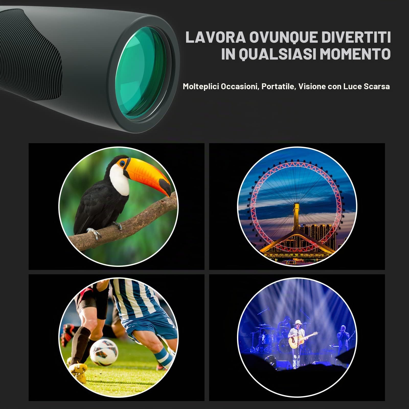 USCAMEL Binocolo Professionale, di Largo Diametro 10x42 Impermeabile, Supporto Ottiche in Metallo, Pellicola Verde, Alta Definizione, Alta Potenza