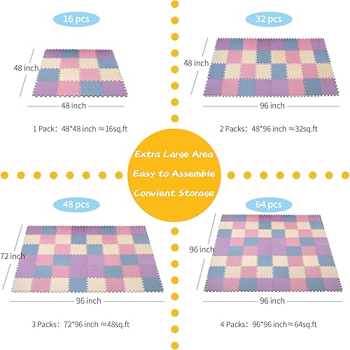Miniatura 183 de Tapete de juego de espuma para bebé, tapete entrelazado de 0.4 pulgadas de grosor con colores sólidos, tapete de juego suave y no tóxico, tapete