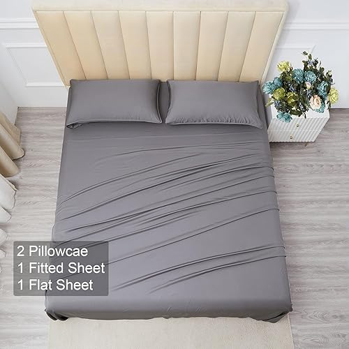 Miniatura 5 de Juego de sábanas de rayón refrescante de 16 pulgadas de bolsillo profundo, transpirables y suaves como la seda, sábanas y fundas de almohada de