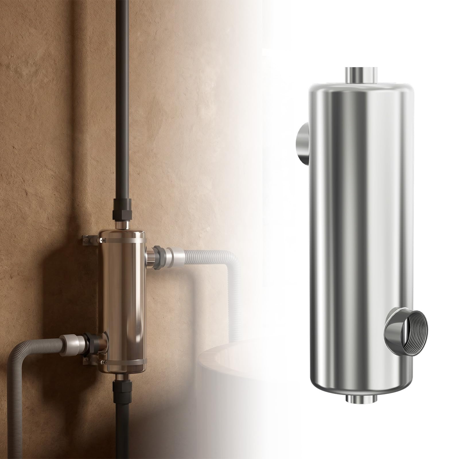 HENGMEI Scambiatore di calore per piscina, 40 kW, in acciaio inox, 390 mm x 120 mm, facile installazione per piscine e spa