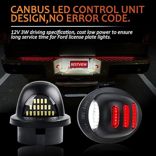 Miniatura 4 de Bestview Conjunto de luces LED para matrícula con tubo de neón OLED rojo compatible con camioneta F150 F250 F350 F450 F550 Superduty Ranger Explorer