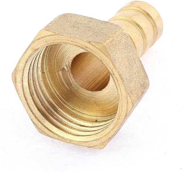 sourcingmap 1/2BSP Female Thread Gas Hose Brass Barb Coupling Fitting Gold Tone
